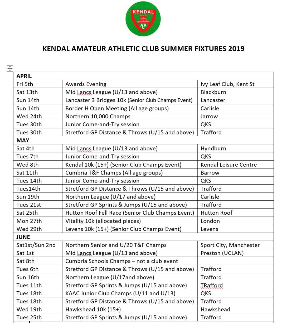 KAAC Summer Fixtures p1